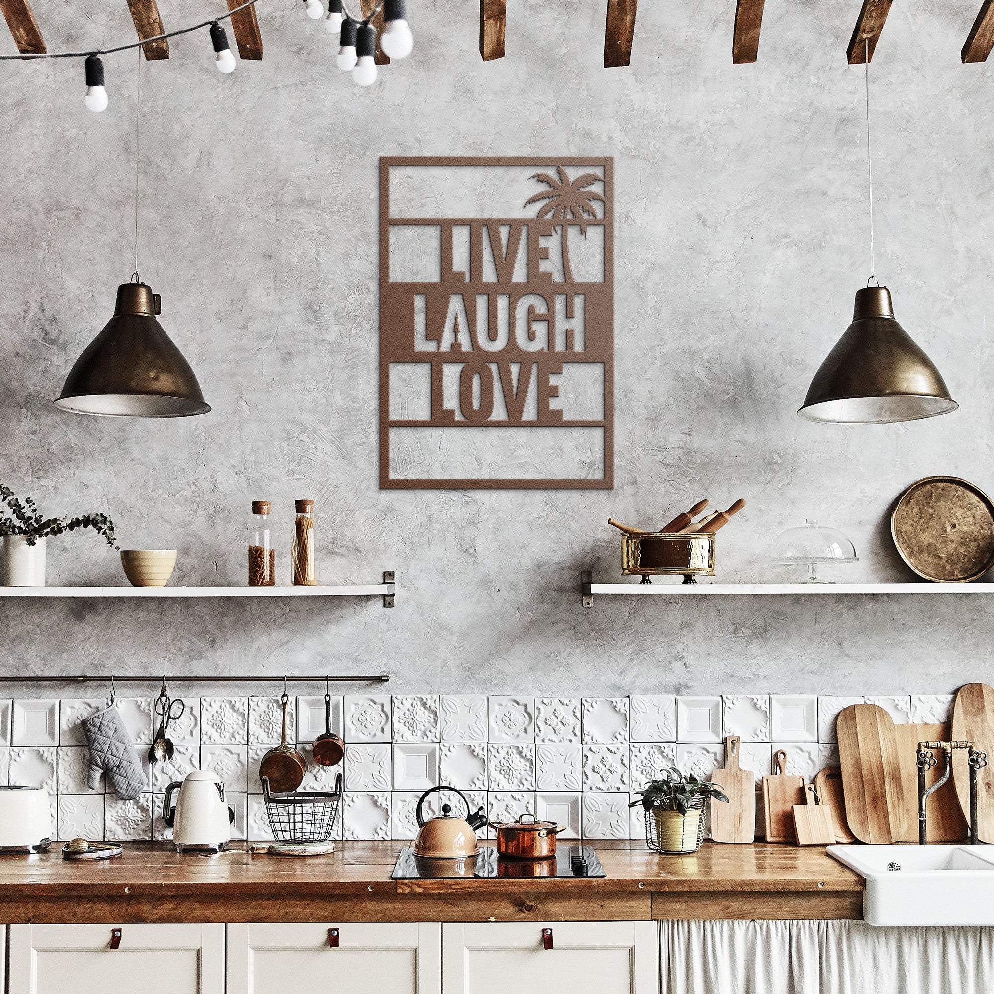 Live, Laugh, Love Island Metal Art